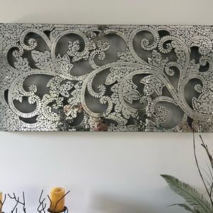 Silver mosaic tile wall decor
